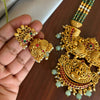 Santhaana Lakshmi 3 Beads Long Haaram - Light Green