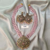 Victorian Diamonds Long Haaram with Earrings - Pink Bridal
