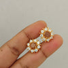 Pretty White Flower American Diamond Stud Earrings