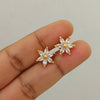 Stunning White Flower American Diamond Stud Earrings