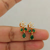 Stunning White & Green Flower American Diamond Stud Earrings
