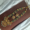 Santhaana Lakshmi 3 Beads Long Haaram - Light Green