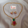 Pink with Green  Golden Beads Necklace Set