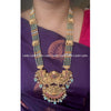 Santhaana Lakshmi 3 Beads Long Haaram - Light Green