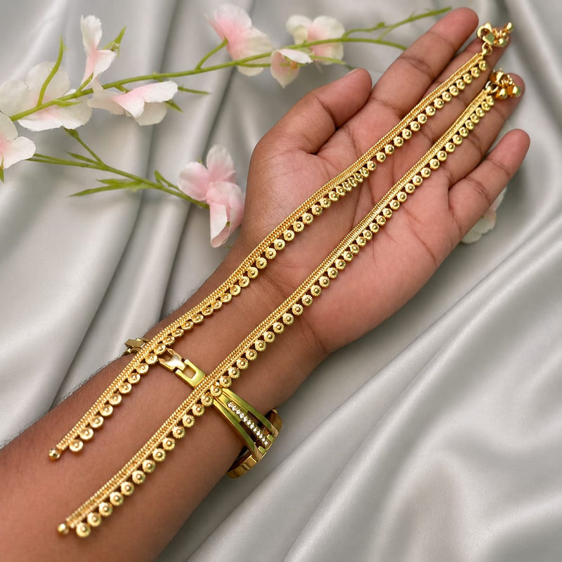 Anklet:One Gram Micro Goldplated - Floral