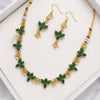 Lotus 2 in 1  Necklace with Earrings - Red & Green