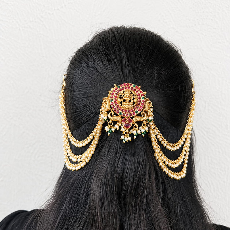Kemp – Hair Brooch with Pearl Layer Chain