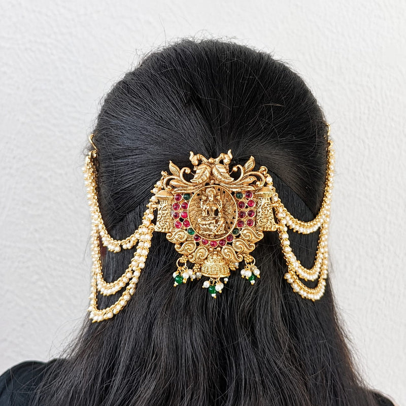 Lakshmi – Hair Brooch with Pearl Layer Chain