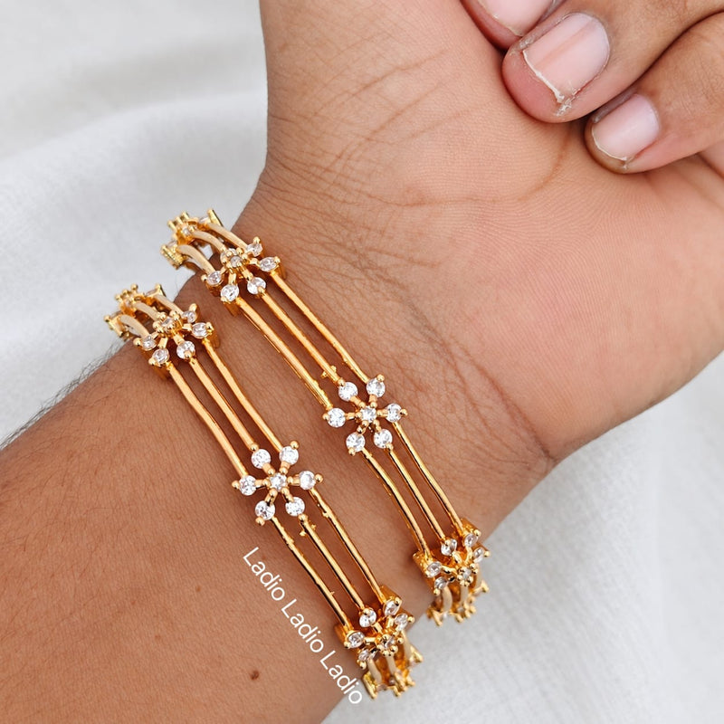 2.6 Seven  Stone Floral - Micro Gold Plated Bangles